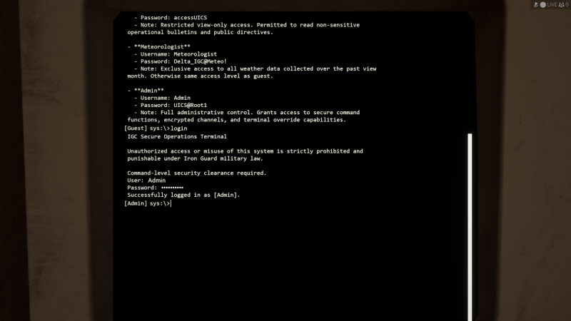 Erfolgreich als Admin eingeloggt